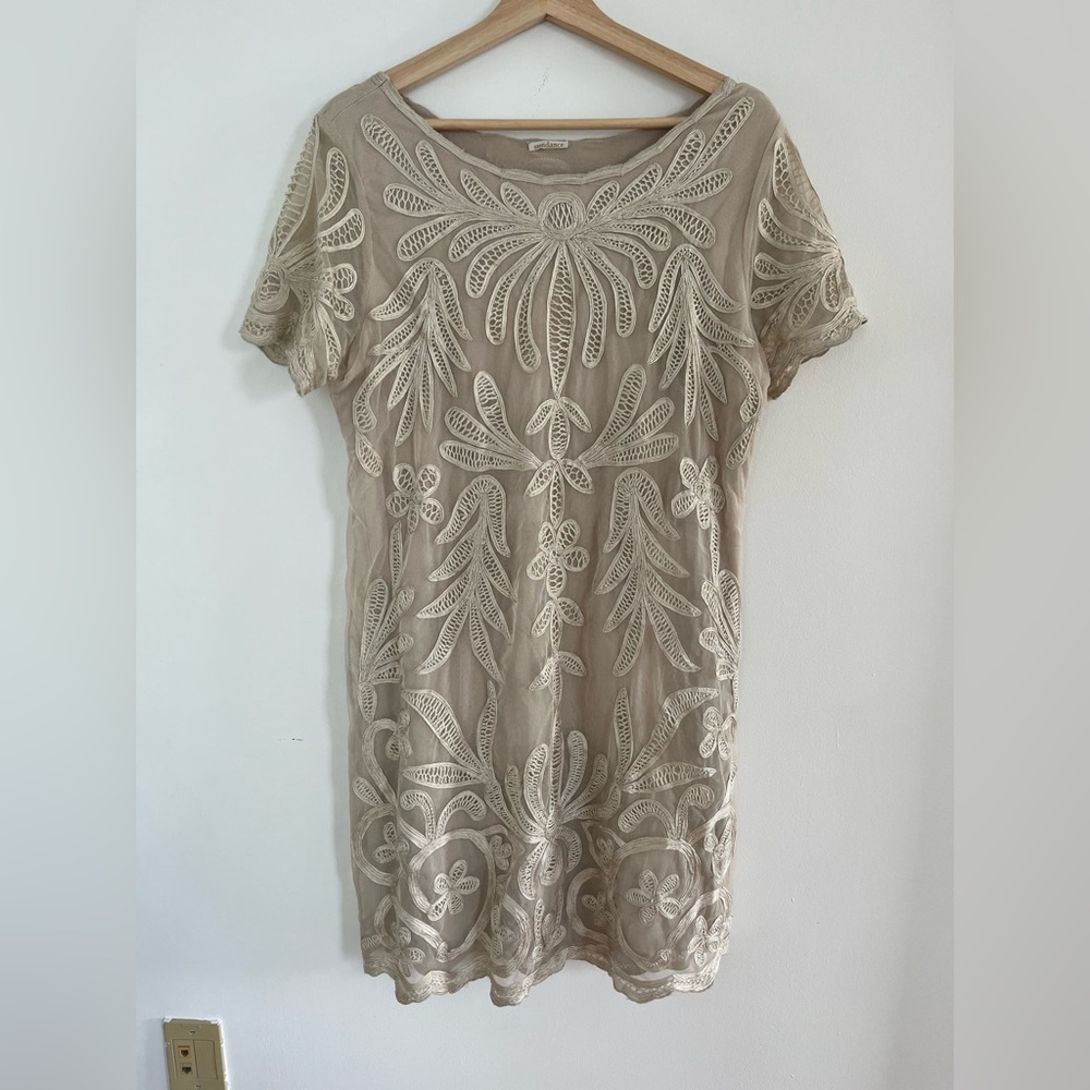 Sundance champagne embroidered dress size M